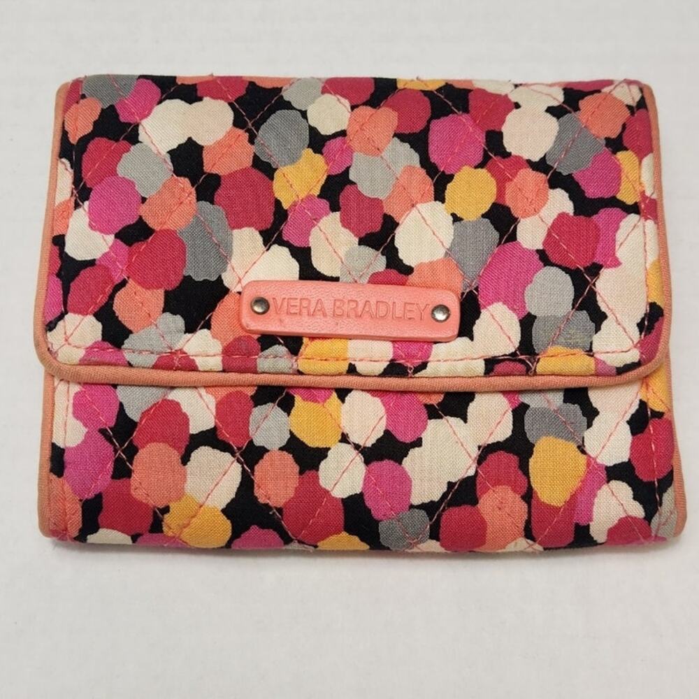 Vera Bradley Pixie Confetti Euro Snap Wallet Trifold Billfold Change Purse